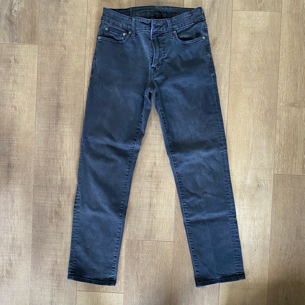 Mens Faded Black American Eagle Straight Fix Flex Jeans